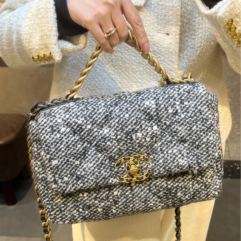 🈶購證 #芯片款 #全台唯一稀有收藏 香奈兒毛呢19bag小號金扣 #22萬入手🔥-2