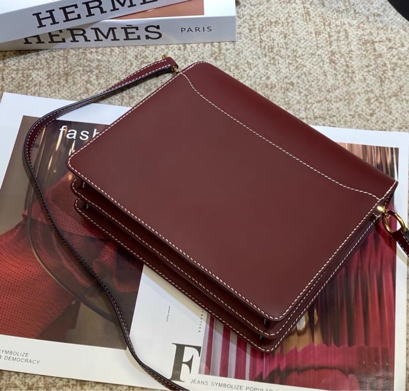 Hermes/愛馬仕roulis23豬鼻子包，金扣C刻，霧面box皮～復古貴氣的波爾多酒紅色-6