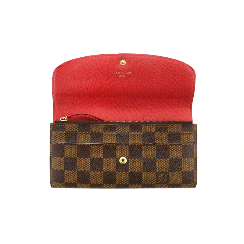 Louis Vuitton Damier Ebene Canvas Emilie Wallet Red-1