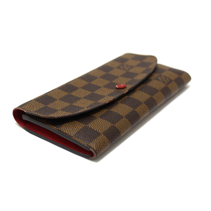 Louis Vuitton Damier Ebene Canvas Emilie Wallet Red-5