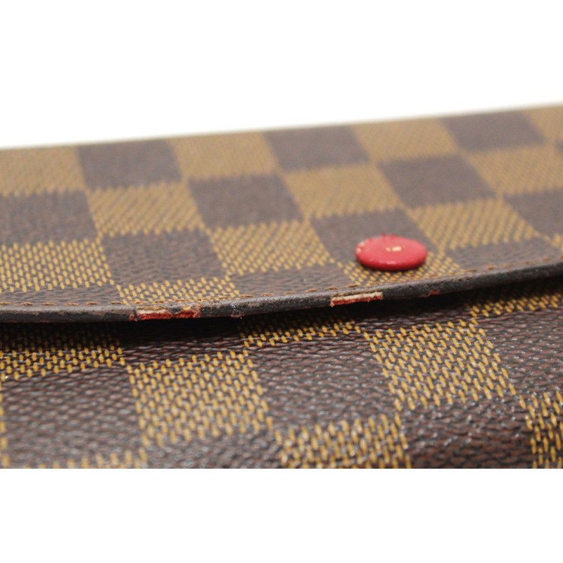 Louis Vuitton Damier Ebene Canvas Emilie Wallet Red-7