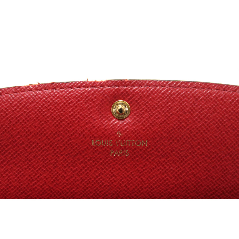 Louis Vuitton Damier Ebene Canvas Emilie Wallet Red-12