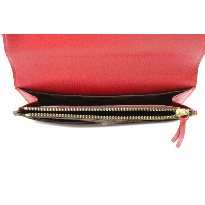 Louis Vuitton Damier Ebene Canvas Emilie Wallet Red-13