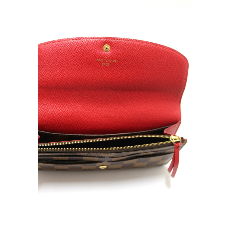 Louis Vuitton Damier Ebene Canvas Emilie Wallet Red-14