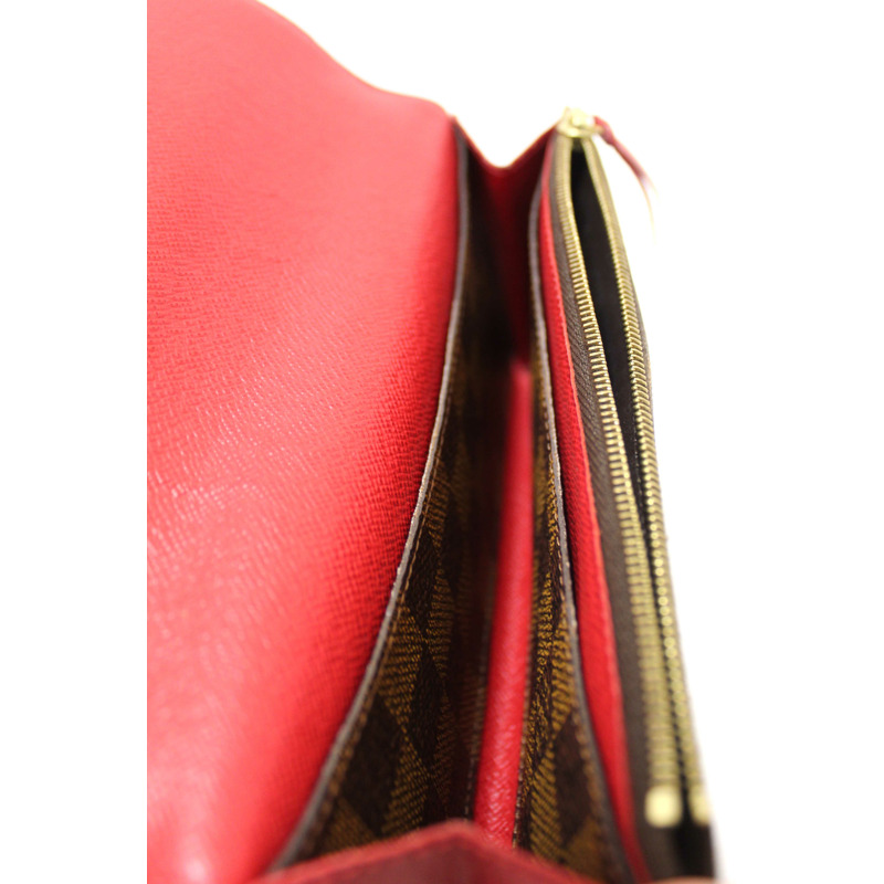 Louis Vuitton Damier Ebene Canvas Emilie Wallet Red-15