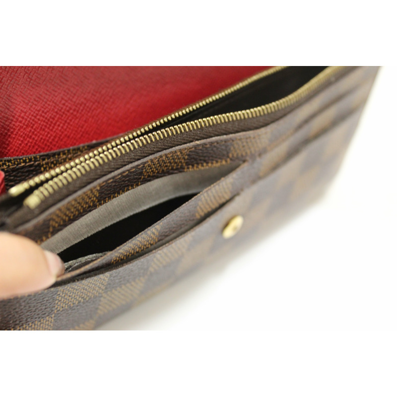 Louis Vuitton Damier Ebene Canvas Emilie Wallet Red-16