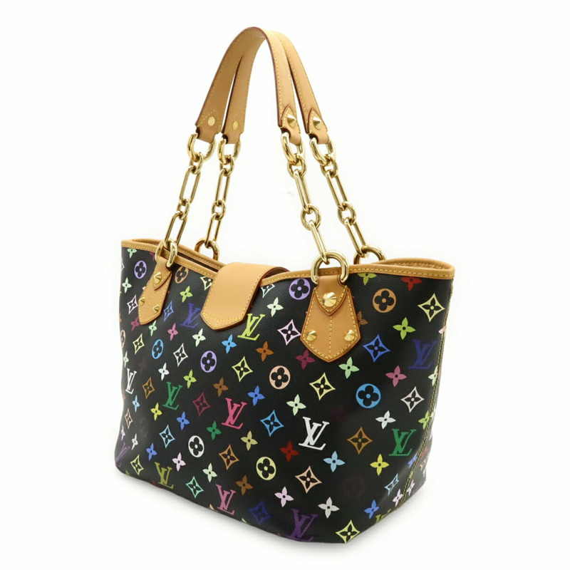 LOUIS VUITTON Monogram Multicolore Annie GM 托特包款單肩鏈條緞帶黑色 M40304-2
