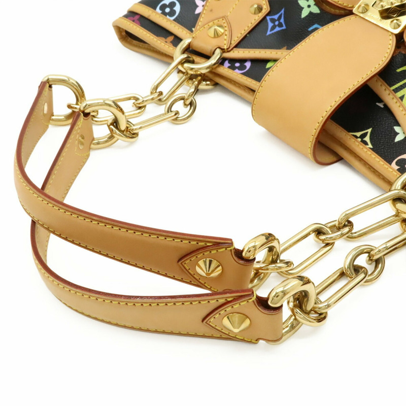 LOUIS VUITTON Monogram Multicolore Annie GM 托特包款單肩鏈條緞帶黑色 M40304-4