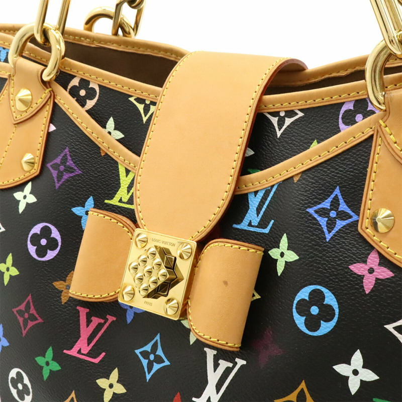 LOUIS VUITTON Monogram Multicolore Annie GM 托特包款單肩鏈條緞帶黑色 M40304-7