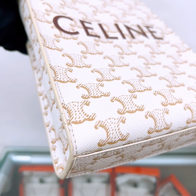 Celine 白色老花 豎款迷你托特包/風琴包-1