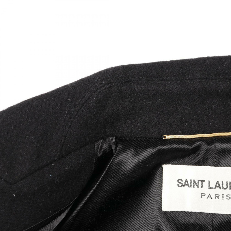 SAINT LAURENT PARIS 豌豆大衣 羊毛 安哥拉 黑色 #F38 二手 女士-8