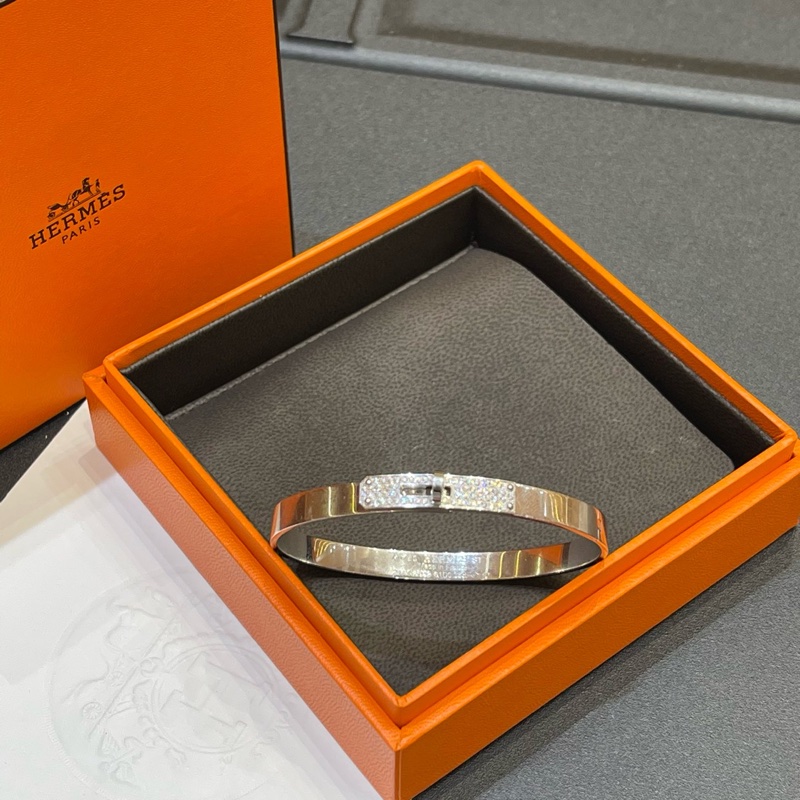Hermes爱马仕Kelly半钻白金手镯St中号-1