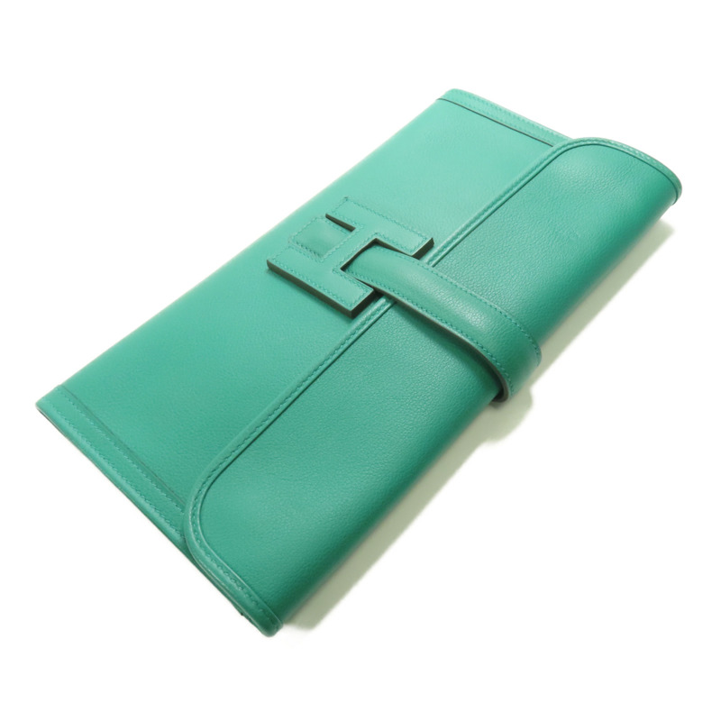 HERMES Swift皮革Jige Duo手拿包Z6 Malachite-4