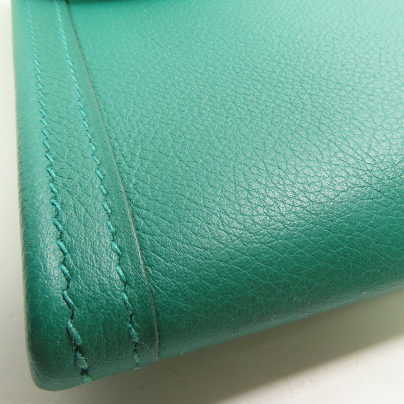 HERMES Swift皮革Jige Duo手拿包Z6 Malachite-5