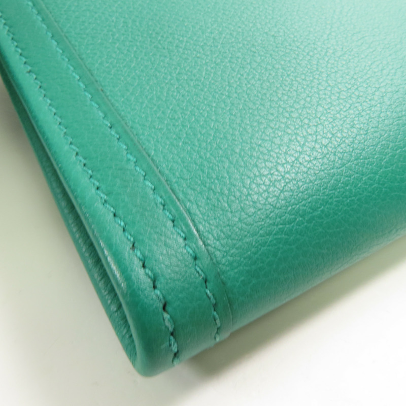 HERMES Swift皮革Jige Duo手拿包Z6 Malachite-8