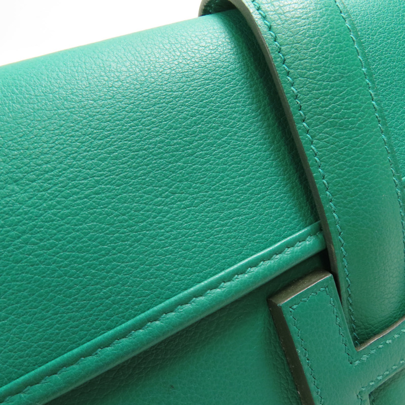 HERMES Swift皮革Jige Duo手拿包Z6 Malachite-10