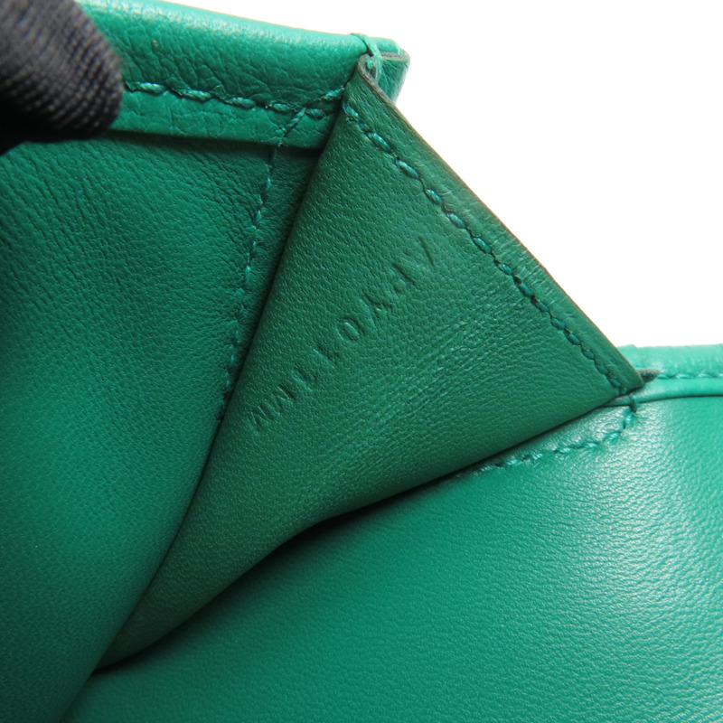 HERMES Swift皮革Jige Duo手拿包Z6 Malachite-14