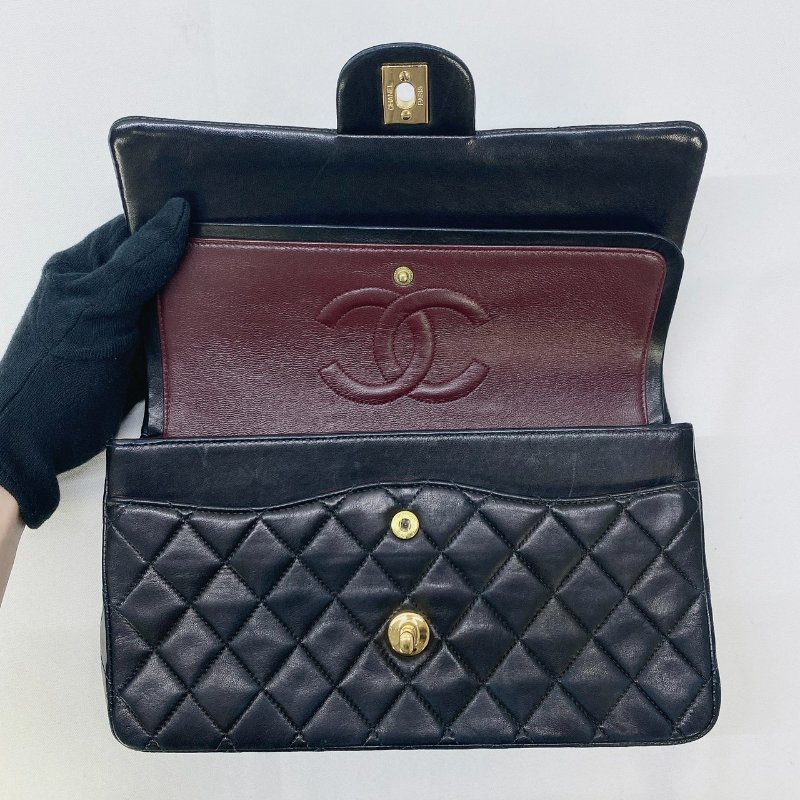 CHANEL 小羊皮黑金CF25鏈帶包-3