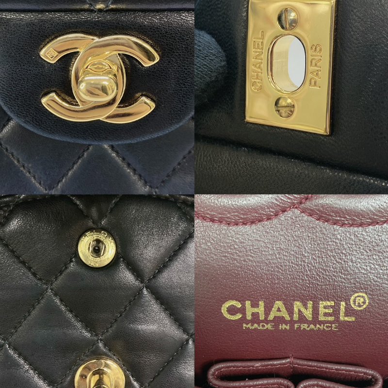 CHANEL 小羊皮黑金CF25鏈帶包-5