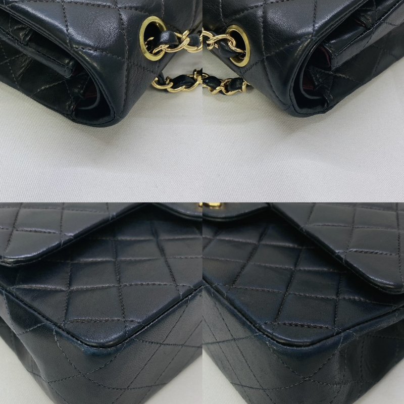 CHANEL 小羊皮黑金CF25鏈帶包-9
