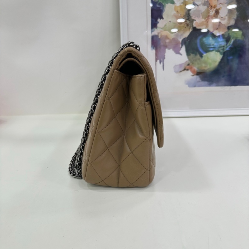 Chanel香奈兒 2.55小號淡米色牛皮 鏈條單肩斜背包 13開-3