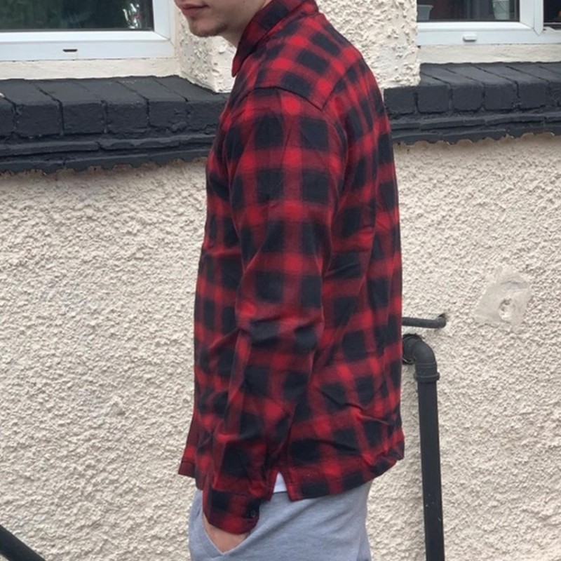 Allsaints 紅黑 格紋 法蘭絨 襯衫 男M-2