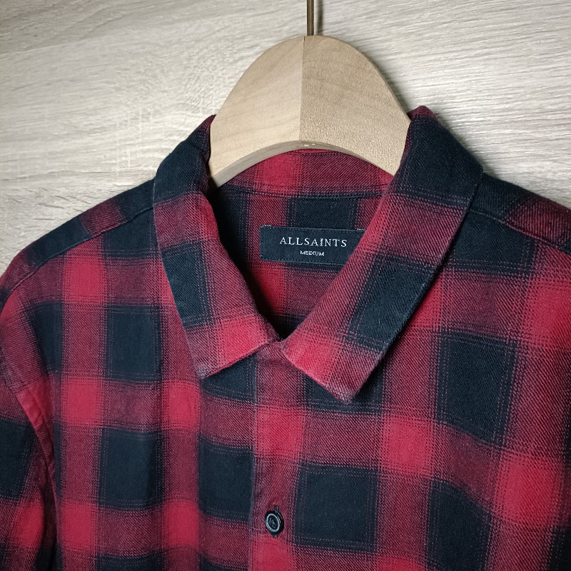 Allsaints 紅黑 格紋 法蘭絨 襯衫 男M-9