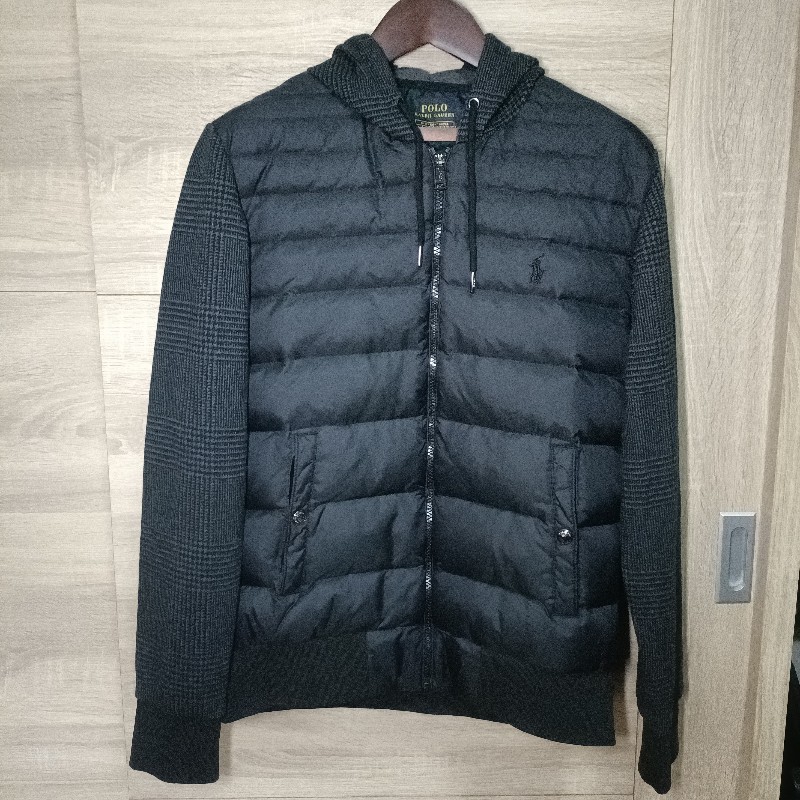 Polo Ralph Lauren RL 深灰 格紋 拼接 羽絨外套 男S-0