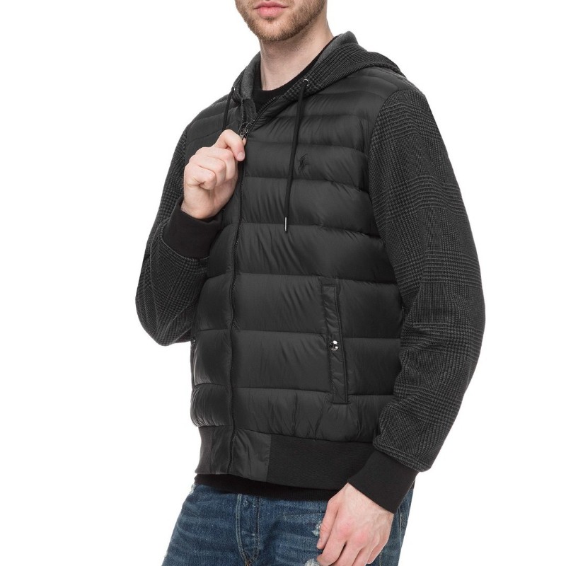 Polo Ralph Lauren RL 深灰 格紋 拼接 羽絨外套 男S-2