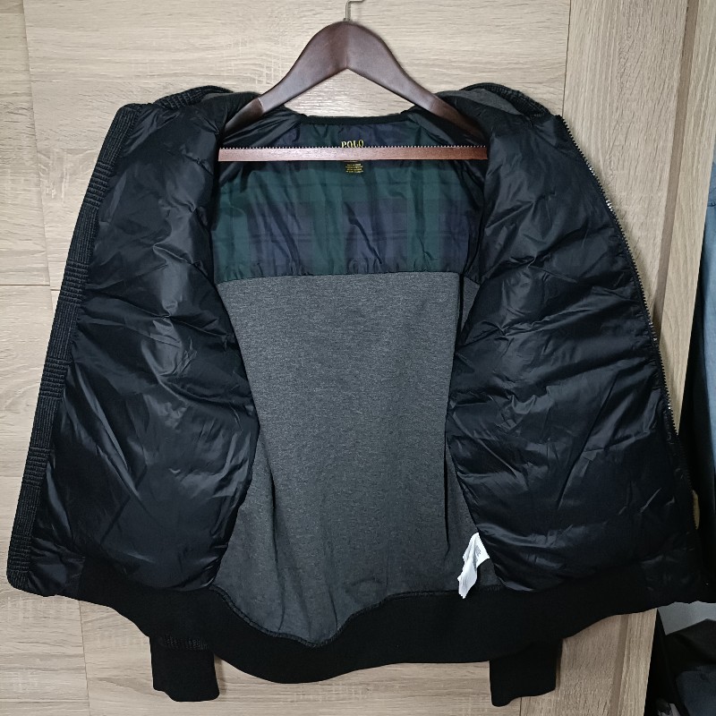 Polo Ralph Lauren RL 深灰 格紋 拼接 羽絨外套 男S-5