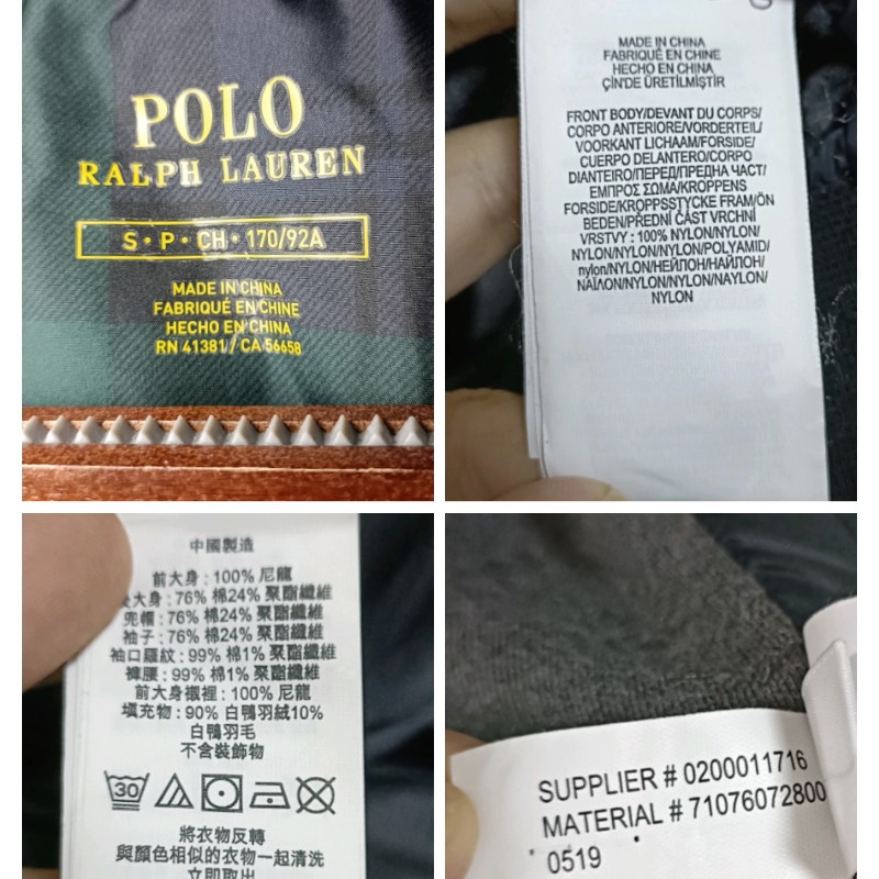 Polo Ralph Lauren RL 深灰 格紋 拼接 羽絨外套 男S-8