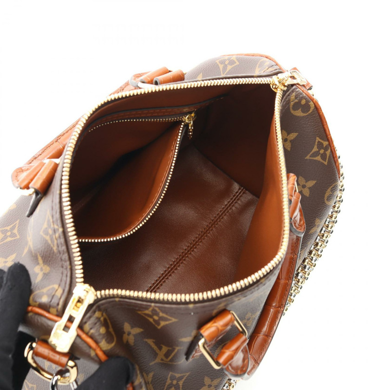 LOUIS VUITTON Speedy Bandouliere 25 Monogram 手提包 N88440 PVC 塗層帆布 異國皮革 棕色 二手 女士-2