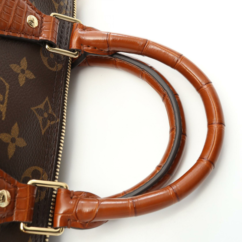 LOUIS VUITTON Speedy Bandouliere 25 Monogram 手提包 N88440 PVC 塗層帆布 異國皮革 棕色 二手 女士-4