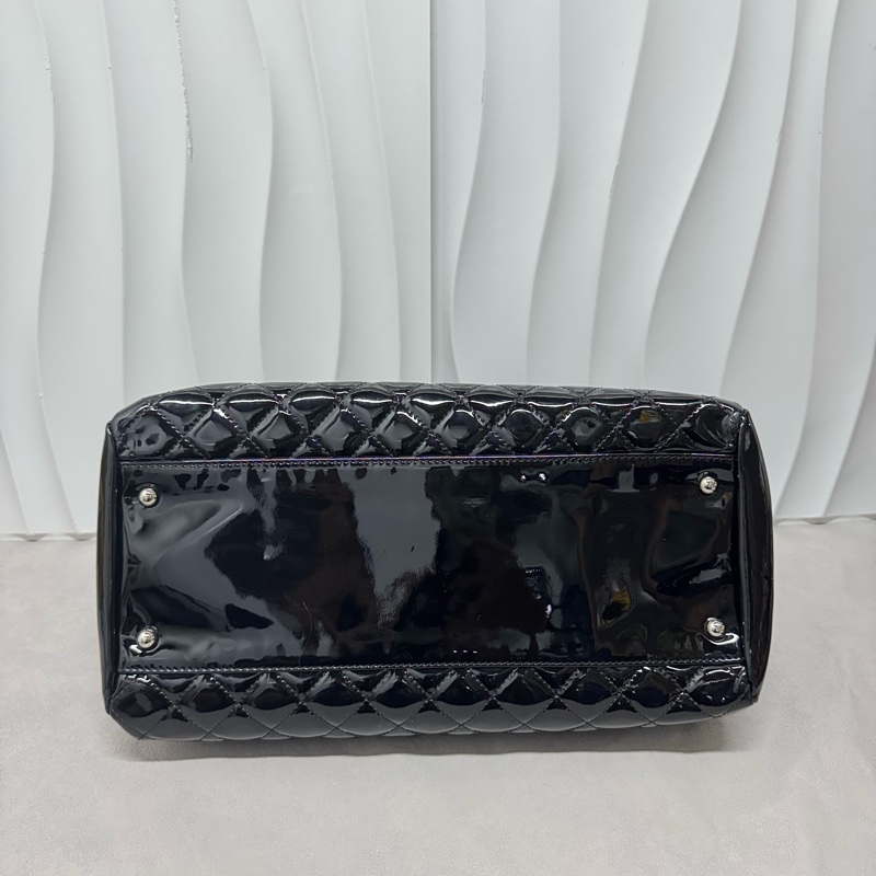 Chanel / 香奈兒 漆皮黑色 Mademoiselle系列 保齡球手提包-3