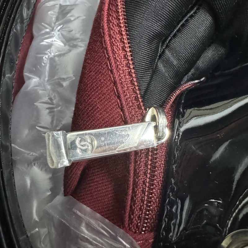 Chanel / 香奈兒 漆皮黑色 Mademoiselle系列 保齡球手提包-13
