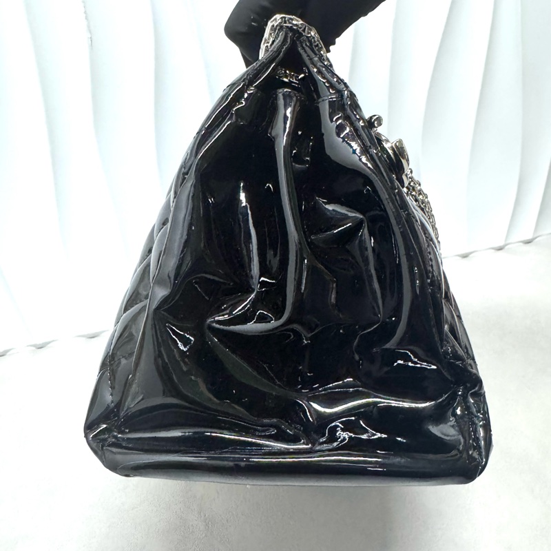Chanel / 香奈兒 漆皮黑色 Mademoiselle系列 保齡球手提包-21