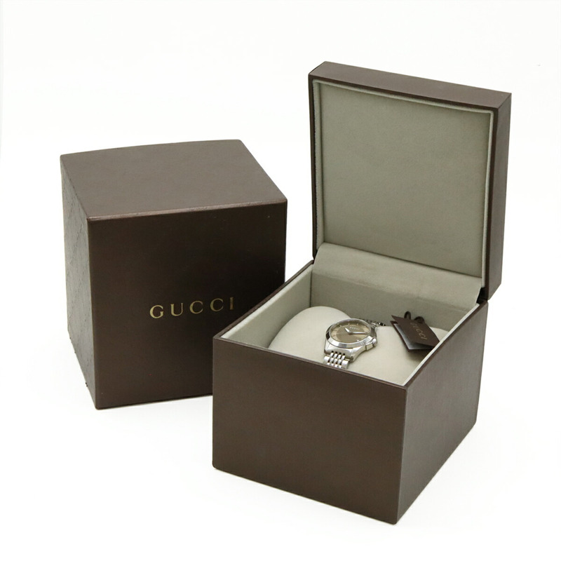 GUCCI G 永恆系列 GG 日期不銹鋼女士石英手錶,棕色錶盤,尺寸 126.5(YA1265007)-9