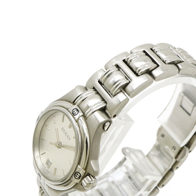 GUCCI 銀色錶盤女士石英手錶 9040L-6