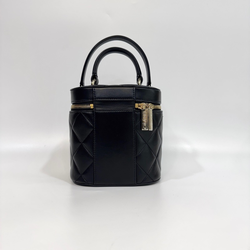Chanel黑牛皮菱格Trendy CC化妝斜背包AS1626-2