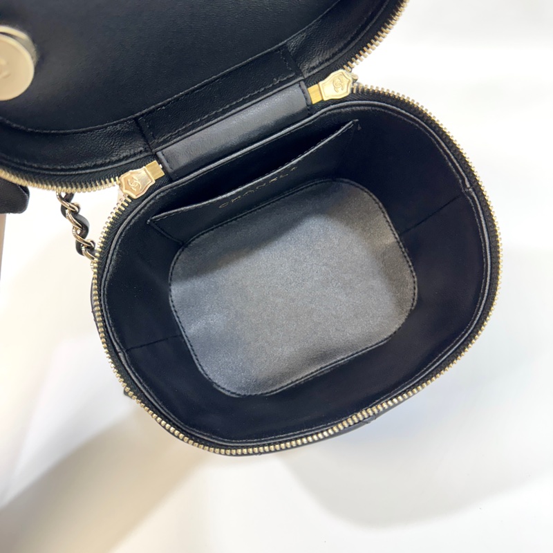 Chanel黑牛皮菱格Trendy CC化妝斜背包AS1626-7