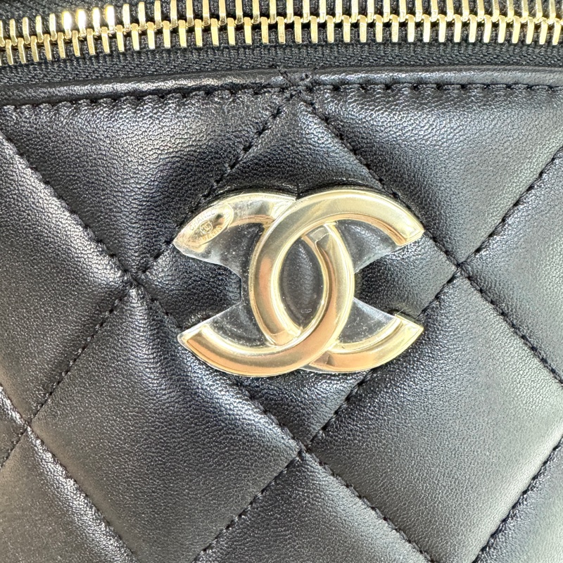 Chanel黑牛皮菱格Trendy CC化妝斜背包AS1626-15