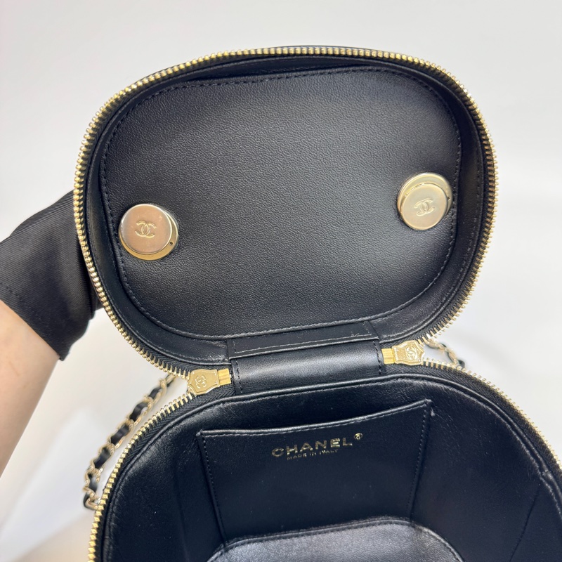 Chanel黑牛皮菱格Trendy CC化妝斜背包AS1626-16