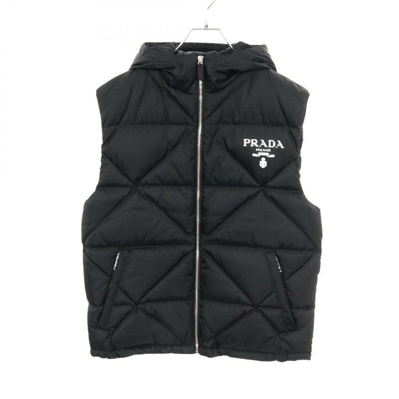 PRADA Re-Nylon 羽絨背心 尼龍 黑色 二手男款-0