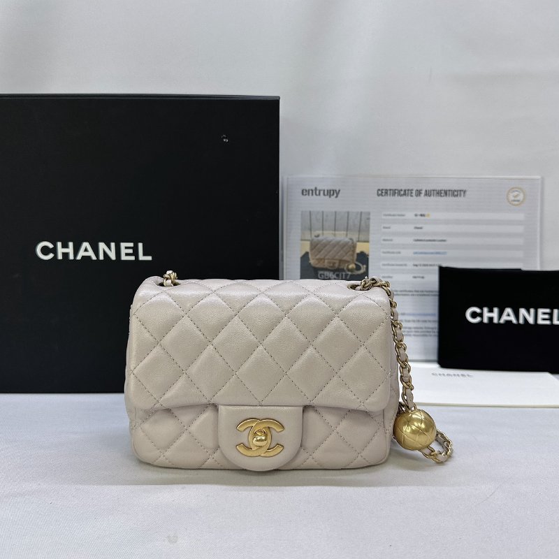 CHANEL 淡紫灰金球方胖-0