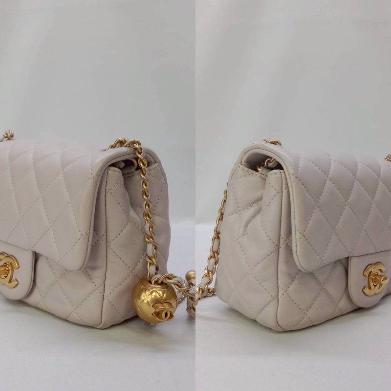 CHANEL 淡紫灰金球方胖-3