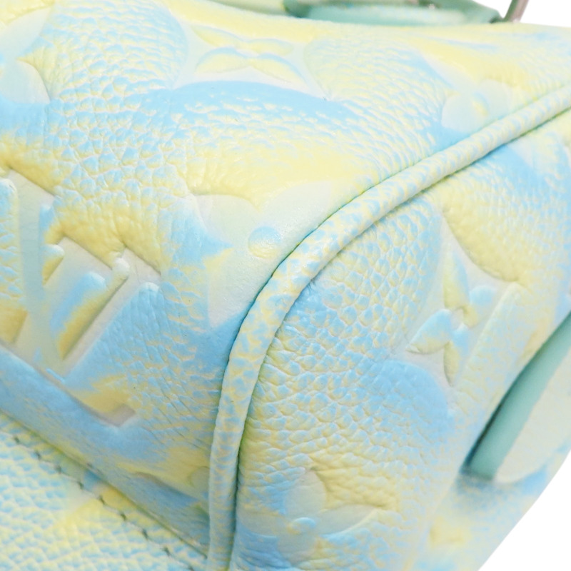 藍黃色 原花 壓紋牛皮 Nano Speedy 肩背包【LOUIS VUITTON LV 路易威登】 M46092-8
