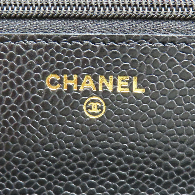 黑色 牛皮 菱格紋 荔枝紋 WOC 鍊帶 肩背包 金扣【CHANEL 香奈兒】 AP0250-6