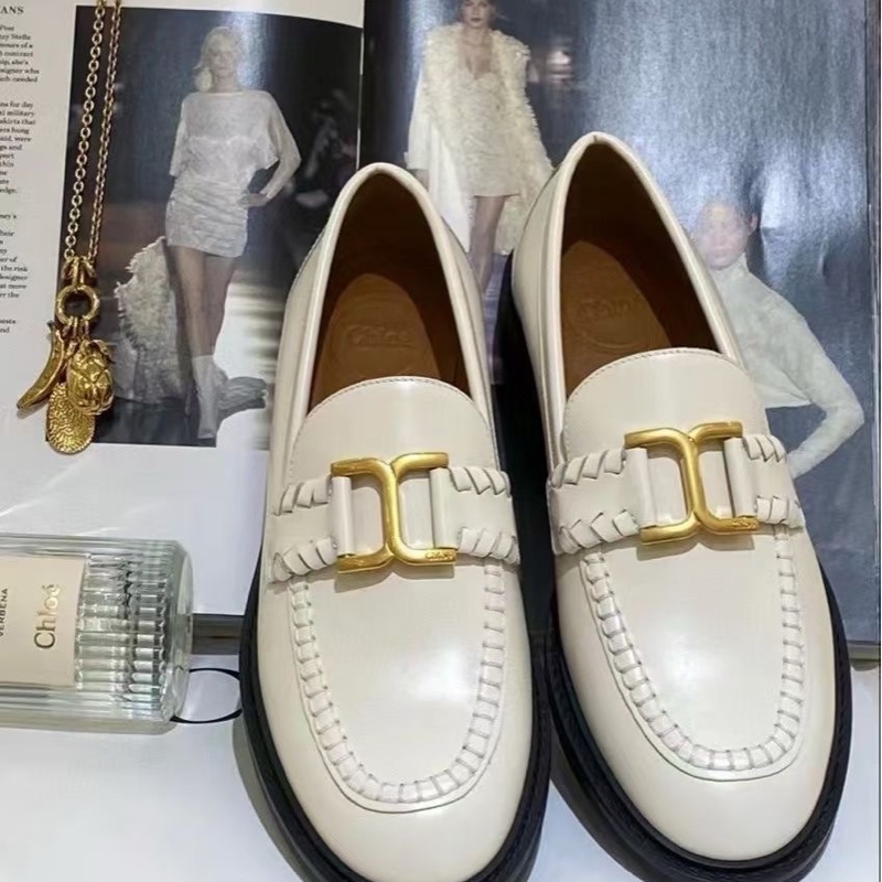 促銷品 Chloe 女款 象牙白 Marcie 樂福鞋#36 36.5 37.5 碼-0