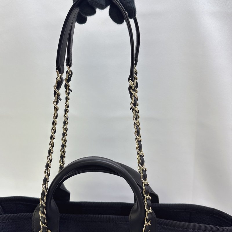 CHANEL 黑色帆布沙灘包-5