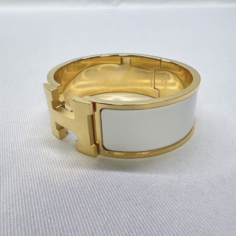 HERMES Clic H寬版白金手環-2